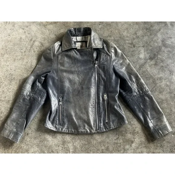 Y2K Vintage On Stage Denmark Leather  Jacket Moto Zip Fitted Biker Style Rare - Picture 14 of 14